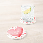 Watercolor Heart Valentine Drink Coaster Getränkeuntersetzer (Seite)