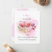 Watercolor Heart Valentine’s Day Card with Romanti Mitteilungskarte (Vorderseite/Rückseite Beispiel)