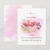 Watercolor Heart Valentine’s Day Card with Romanti Mitteilungskarte (Vorne/Hinten)