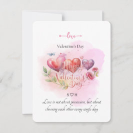 Watercolor Heart Valentine’s Day Card with Romanti Mitteilungskarte