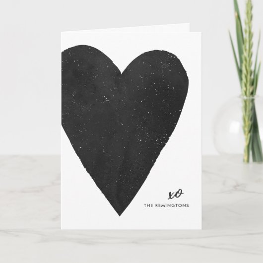 Watercolor Heart Valentine's Day Card - Black Karte (Vorderseite)