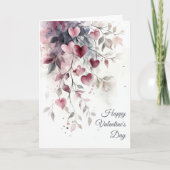 Watercolor Hearts and Flowers Valentine's Greeting Karte (Vorderseite)