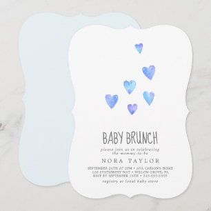 Watercolor Hearts Boy Baby Brunch Einladung