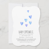 Watercolor Hearts Boy Baby Sprinkle Einladung (Vorderseite)
