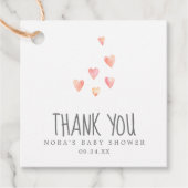 Watercolor Hearts Girl Baby Dusche Vielen Dank Geschenkanhänger (Vorderseite)