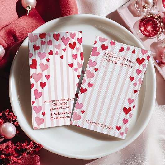 Watercolor Hearts Love Jewelry Earring Display Visitenkarte