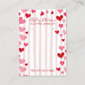 Watercolor Hearts Love Jewelry Earring Display Visitenkarte (Vorderseite)