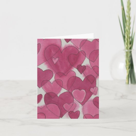 Watercolor Hearts Valentine Dankeskarte (Vorderseite)