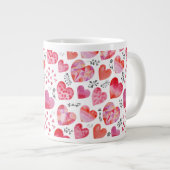 Watercolor Hearts Valentine Jumbo-Tasse (Vorderseite Rechts)