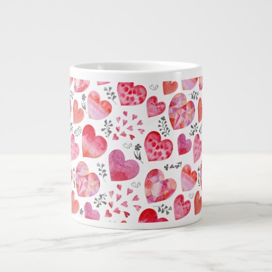 Watercolor Hearts Valentine Jumbo-Tasse (Vorderseite)