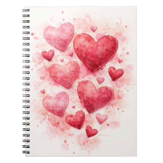 Watercolor-Heft mit Herzen Notizblock (Vorderseite)