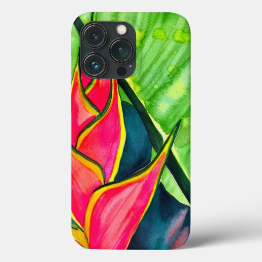Watercolor Heliconia Tropical Blume Case-Mate iPhone Hülle (Rückseite)