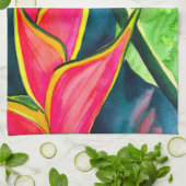 Watercolor Heliconia Tropical Blume Geschirrtuch (Gefaltet)