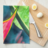 Watercolor Heliconia Tropical Blume Geschirrtuch (Viertel Falte)