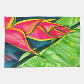 Watercolor Heliconia Tropical Blume Geschirrtuch (Horizontal)