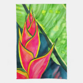 Watercolor Heliconia Tropical Blume Geschirrtuch (Vertikal)