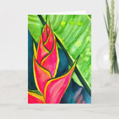 Watercolor Heliconia Tropical Blume Karte (Vorderseite)
