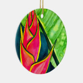 Watercolor Heliconia Tropical Blume Keramik Ornament (Rechts)