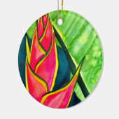 Watercolor Heliconia Tropical Blume Keramik Ornament (Links)