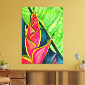 Watercolor Heliconia Tropical Blume Leinwanddruck (Insitu (Wohnzimmer))