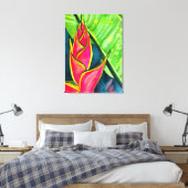 Watercolor Heliconia Tropical Blume Leinwanddruck (Insitu (Schlafzimmer))