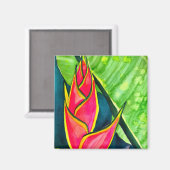 Watercolor Heliconia Tropical Blume Magnet (Vorderseite/Rückseite)