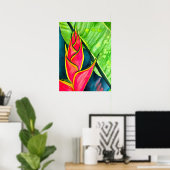 Watercolor Heliconia Tropical Blume Poster (Heimbüro)