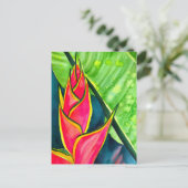 Watercolor Heliconia Tropical Blume Postkarte (Stehend Vorderseite)