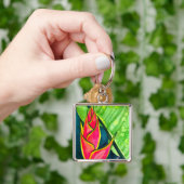 Watercolor Heliconia Tropical Blume Schlüsselanhänger (Hand)