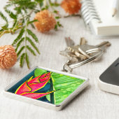 Watercolor Heliconia Tropical Blume Schlüsselanhänger (Seite)