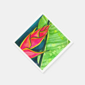 Watercolor Heliconia Tropical Blume Serviette (Ecke)