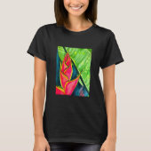 Watercolor Heliconia Tropical Blume T-Shirt (Vorderseite)