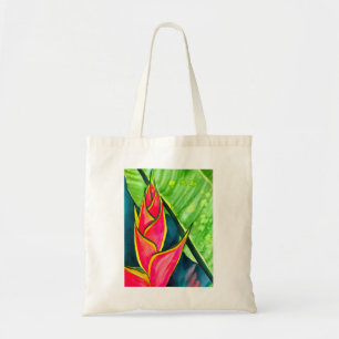 Watercolor Heliconia Tropical Blume Tragetasche