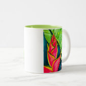 Watercolor Heliconia Tropical Blume Zweifarbige Tasse (VorderseiteRechts)
