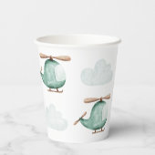 Watercolor Helicopter | Baby Shower or Birthday Pappbecher (Rückseite)
