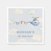 Watercolor Helicopter Niedlich Wolf Erster Geburts Serviette (Vorderseite)