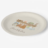 Watercolor Hello Baby Boho Kinderzimmer Babydusche Pappteller (Schrägansicht)