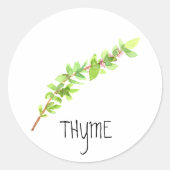 Watercolor Herb Thyme Runder Aufkleber (Vorderseite)