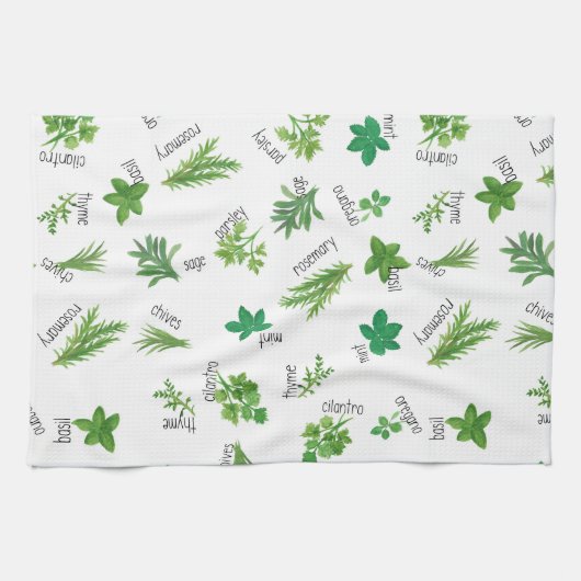 Watercolor Herbs Kitchen Hand Towel Geschirrtuch (Horizontal)