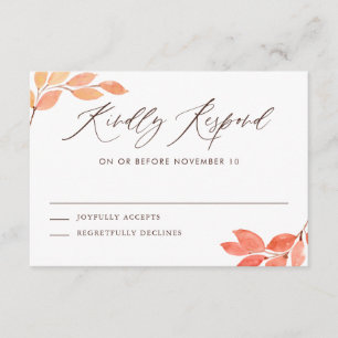 Watercolor Herbst-Hochzeit RSVP Begleitkarte