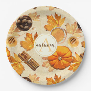 Watercolor-Herbst-magisches Vintages Pappteller