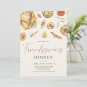 Watercolor Herbst Türkei Freundliches Abendessen Einladung (Stehend Vorderseite)