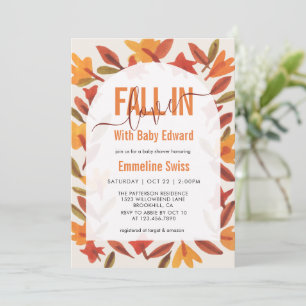 Watercolor Herbstblätter Fall In Love Babyparty Einladung