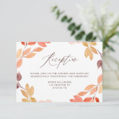 Watercolor Herbstblätterung Hochzeitsempfang Begleitkarte (Stehend Vorderseite)