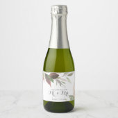 Watercolor Herbstblätterung Hochzeitsempfang Schaumweinetikett (Vorderseite)