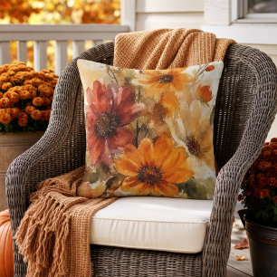 Watercolor Herbstblüten Herbstfloristik Kissen