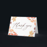 Watercolor Herbstduftfeuerhochzeit Dankeskarte<br><div class="desc">Watercolor Autumn Foliage Wreath Wedding Danke Karte | Danke mit dieser anpassbaren Aquarell Dankeschön-Karte. Es bietet einen Aquarellkranz aus Herbstblättern und Aquarellland oder Blätter und Kürbisse. Dies ist ideal für Hochzeiten im Herbst,  Erntedank und andere Herbstveranstaltungen.</div>