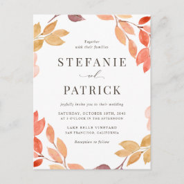 Watercolor Herbstduftfeuerhochzeit Einladungspostkarte