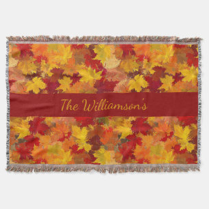 Watercolor Herbstlaub - Vintage Herbst mit Namen Decke