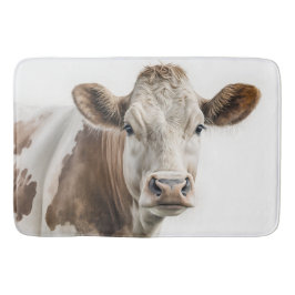 Watercolor Hereford Cow Portrait Badematte